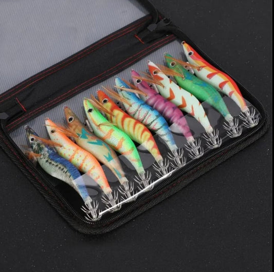 10 piece shrimp lure for catching squid 16g with bag